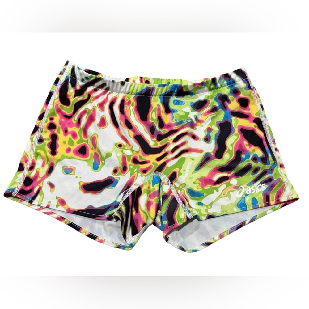 ASICS Mulicolor Tie Dye Volleyball Shorts Women’s Size Large Athletic Bike Short